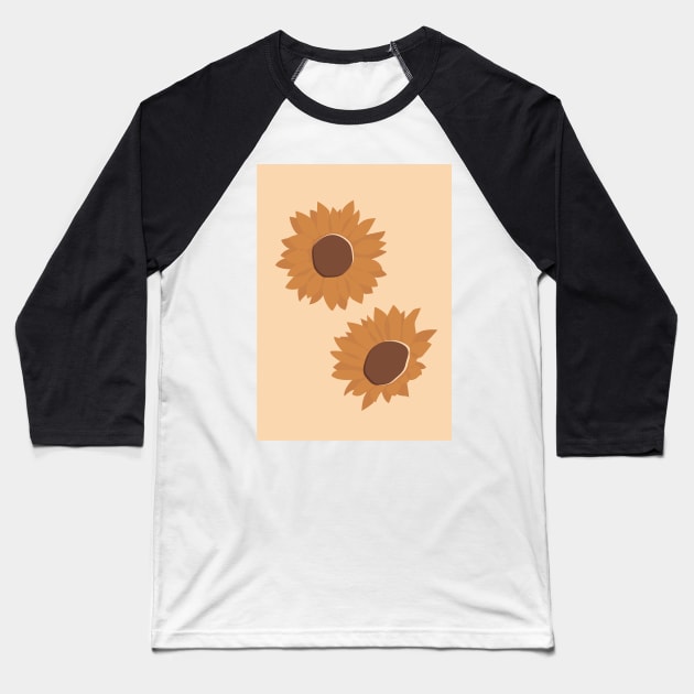 Lovely Sunflowers Modern Minimalistic Illustration Baseball T-Shirt by NJORDUR